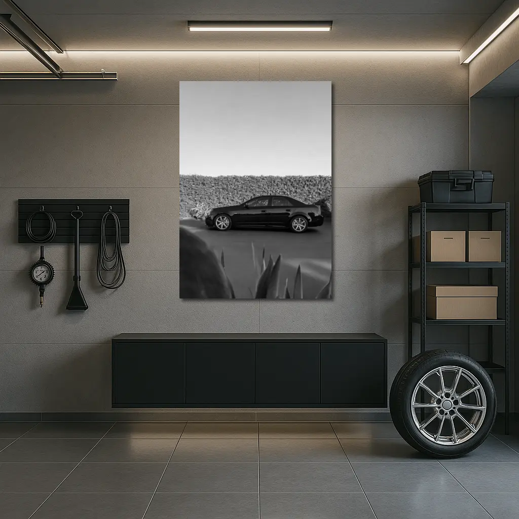 Cadillac CTS Black and White Side Profile – Wall Art