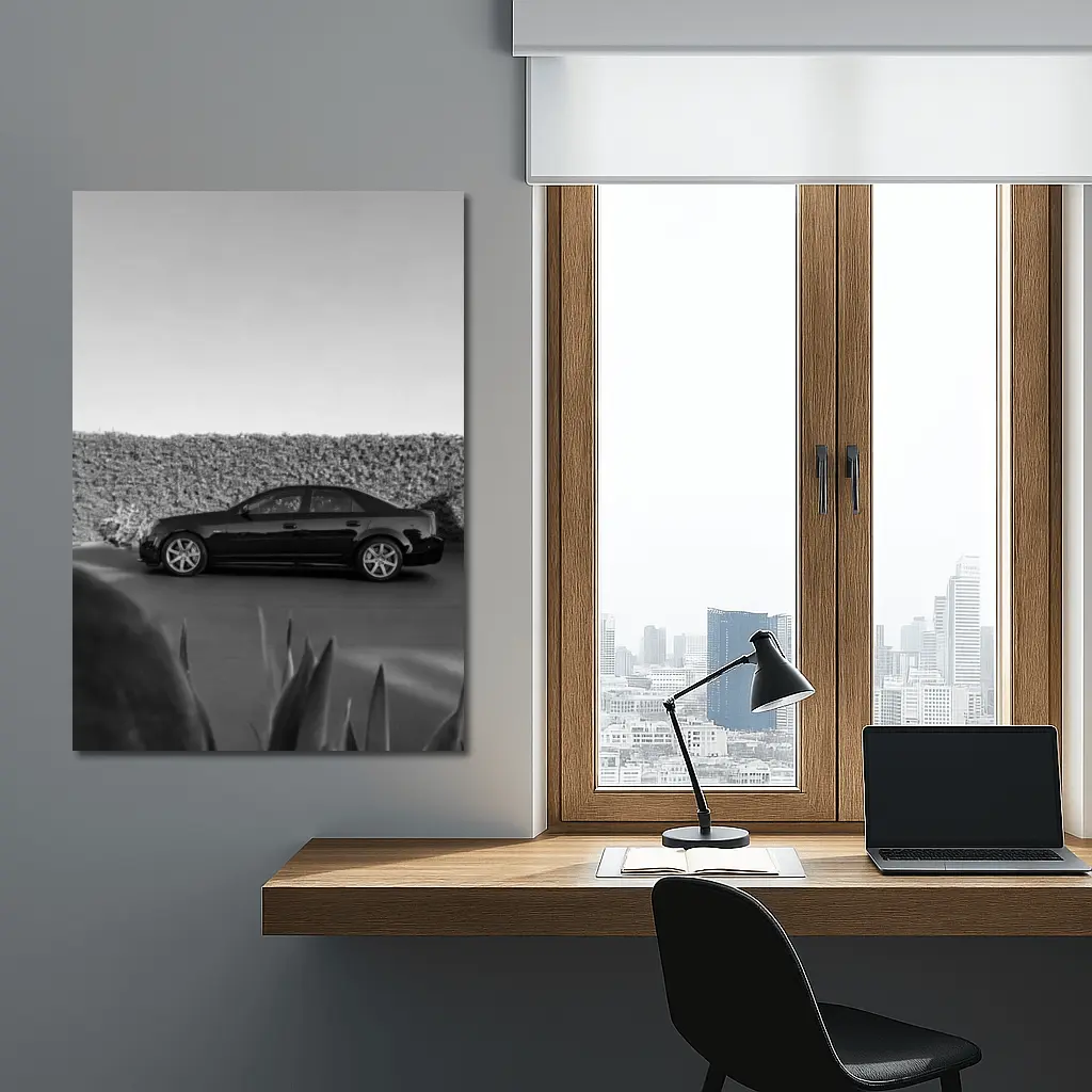 Cadillac CTS Black and White Side Profile – Wall Art