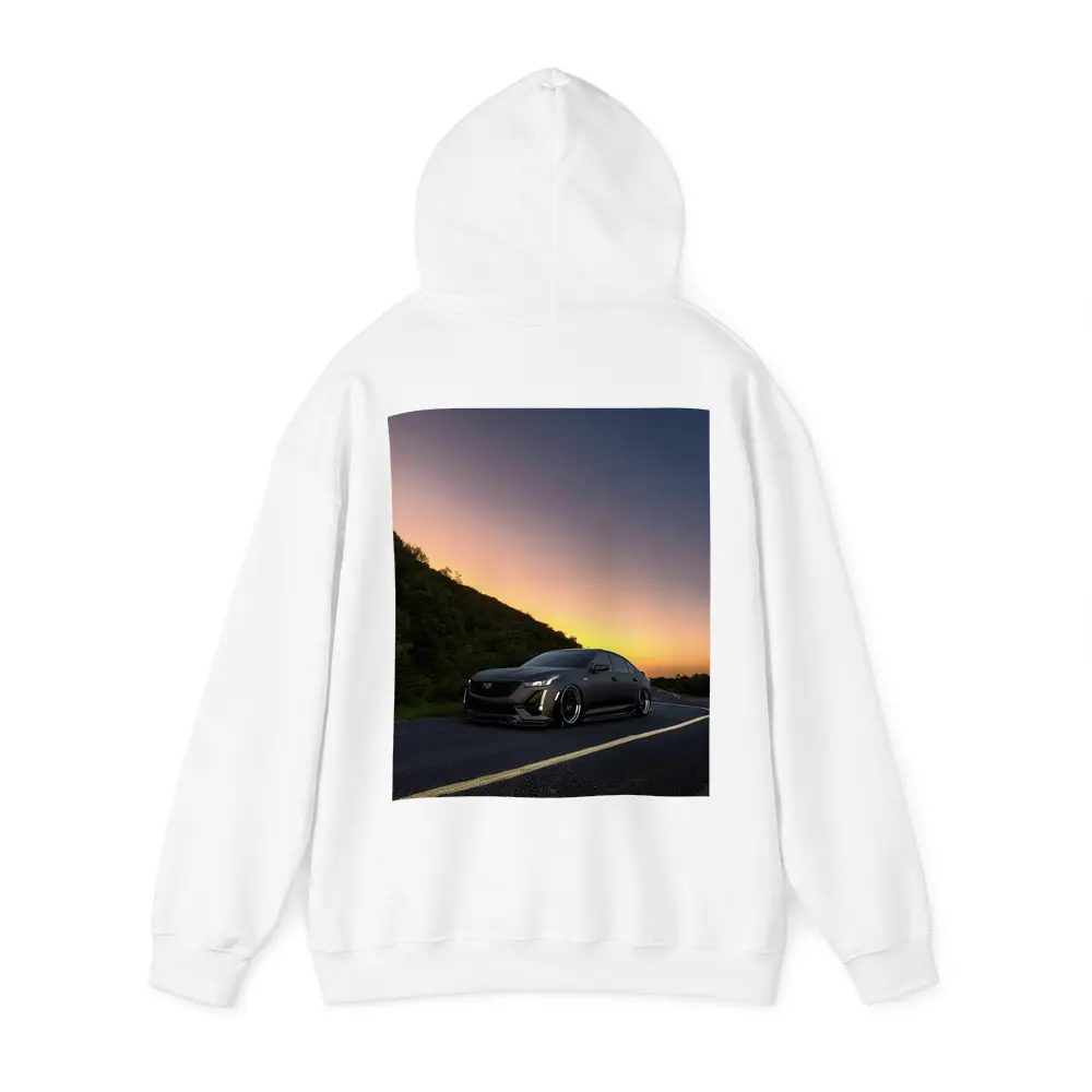 Cadillac CT5 Slammed Black Sedan Sunset Road – Hoodies