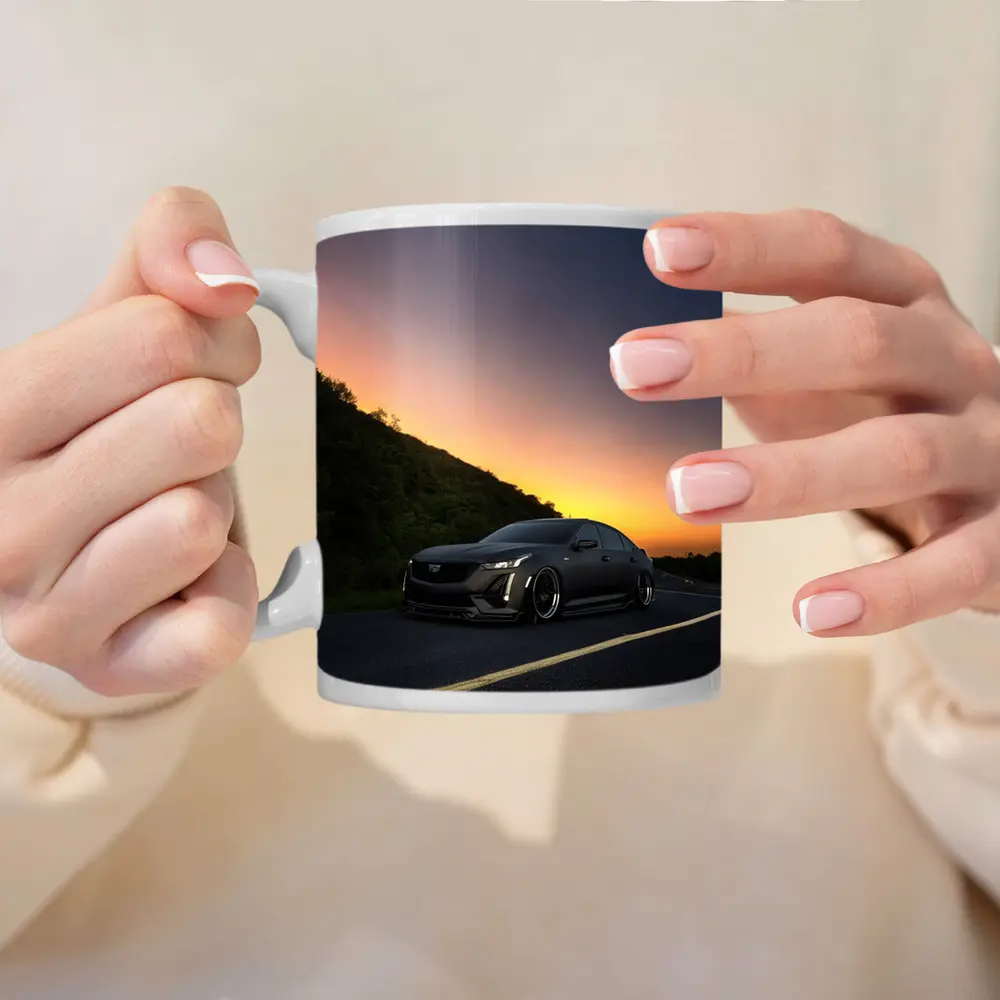 Cadillac CT5 Slammed Black Sedan Sunset Road – Mugs