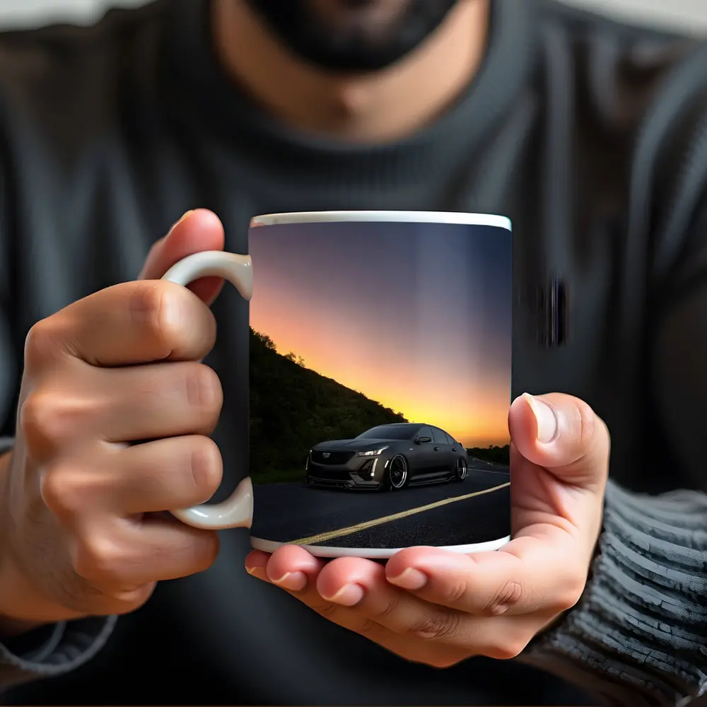 Cadillac CT5 Slammed Black Sedan Sunset Road – Mugs