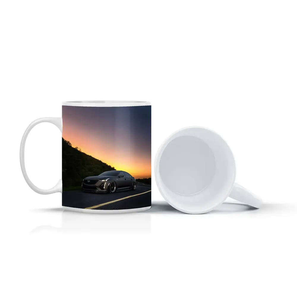 Cadillac CT5 Slammed Black Sedan Sunset Road – Mugs