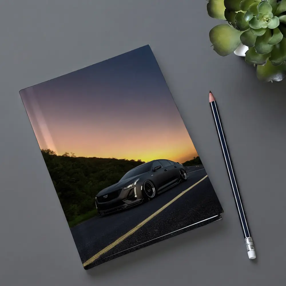 Cadillac CT5 Slammed Black Sedan Sunset Road – Notebooks