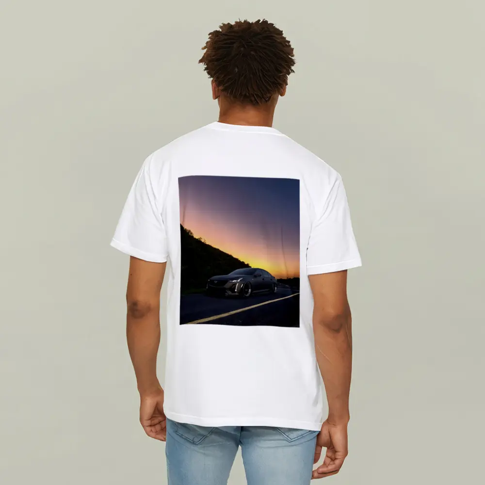 Cadillac CT5 Slammed Black Sedan Sunset Road – T-Shirts