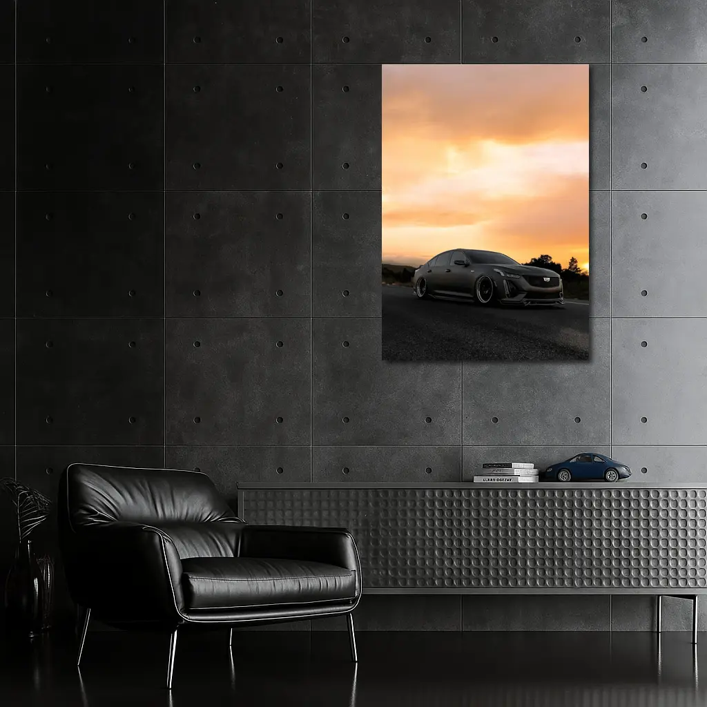 Cadillac CT5 Matte Black Sunset Road – Wall Art