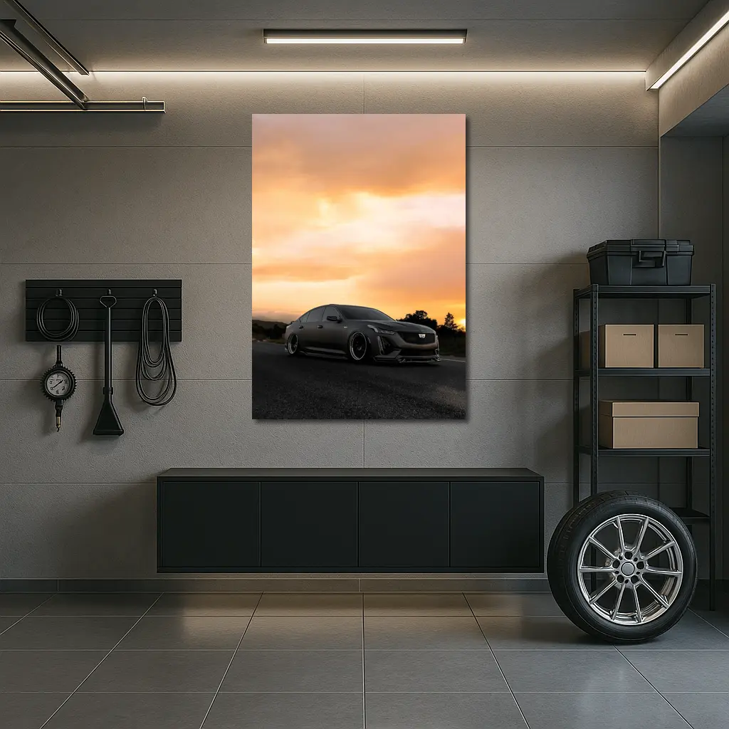 Cadillac CT5 Matte Black Sunset Road – Wall Art