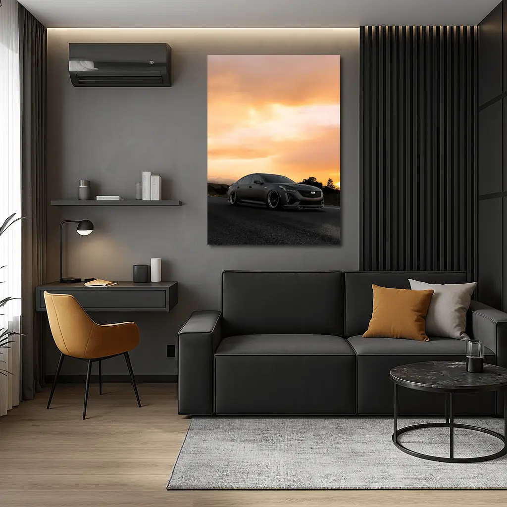 Cadillac CT5 Matte Black Sunset Road – Wall Art