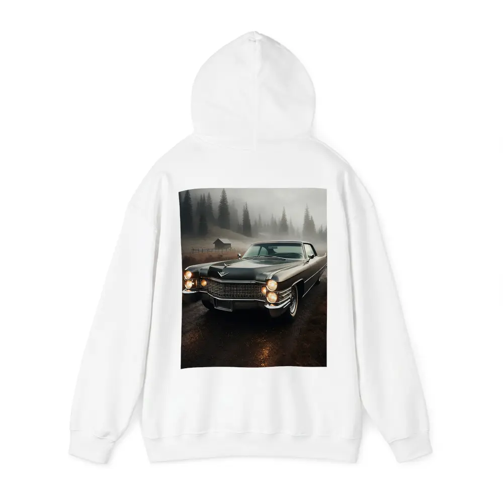 Cadillac Classic Car Misty Forest Road – Hoodies