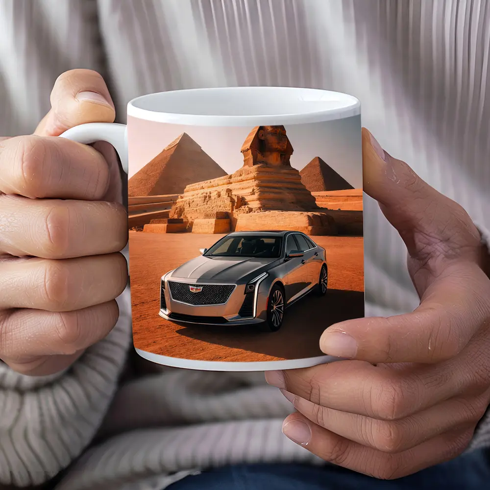 Cadillac CT6 Parked Before Egyptian Pyramids – Mugs