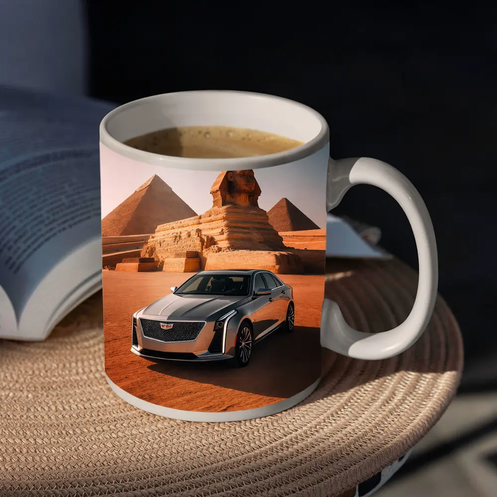 Cadillac CT6 Parked Before Egyptian Pyramids – Mugs