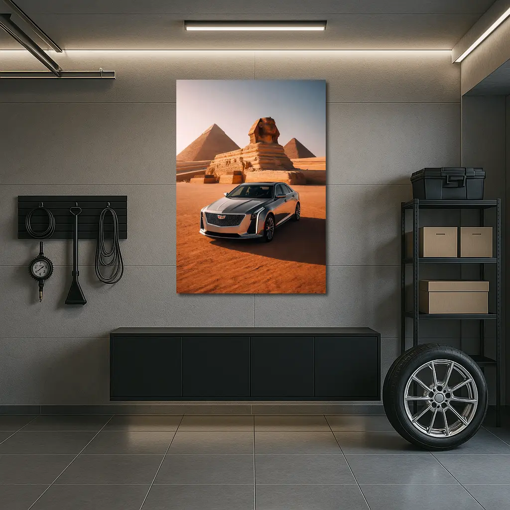 Cadillac CT6 Parked Before Egyptian Pyramids – Wall Art