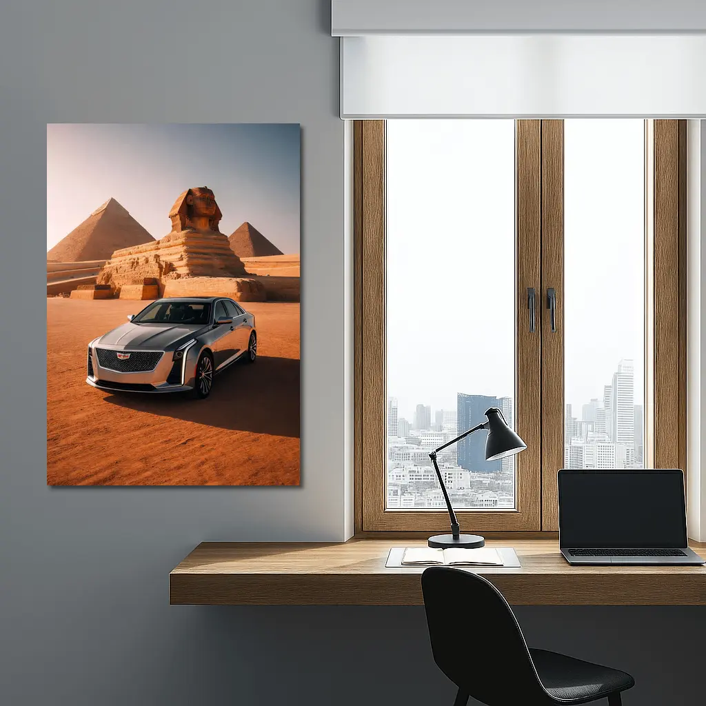 Cadillac CT6 Parked Before Egyptian Pyramids – Wall Art