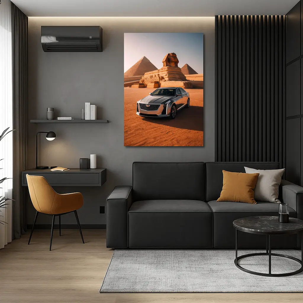 Cadillac CT6 Parked Before Egyptian Pyramids – Wall Art