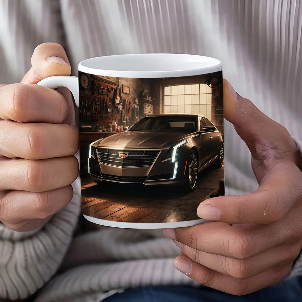 Cadillac CT6 Sedan Parked Inside Vintage Garage – Mugs