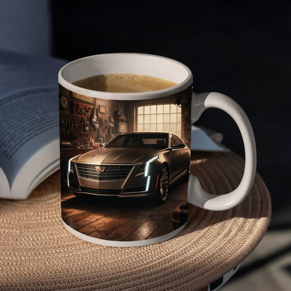 Cadillac CT6 Sedan Parked Inside Vintage Garage – Mugs