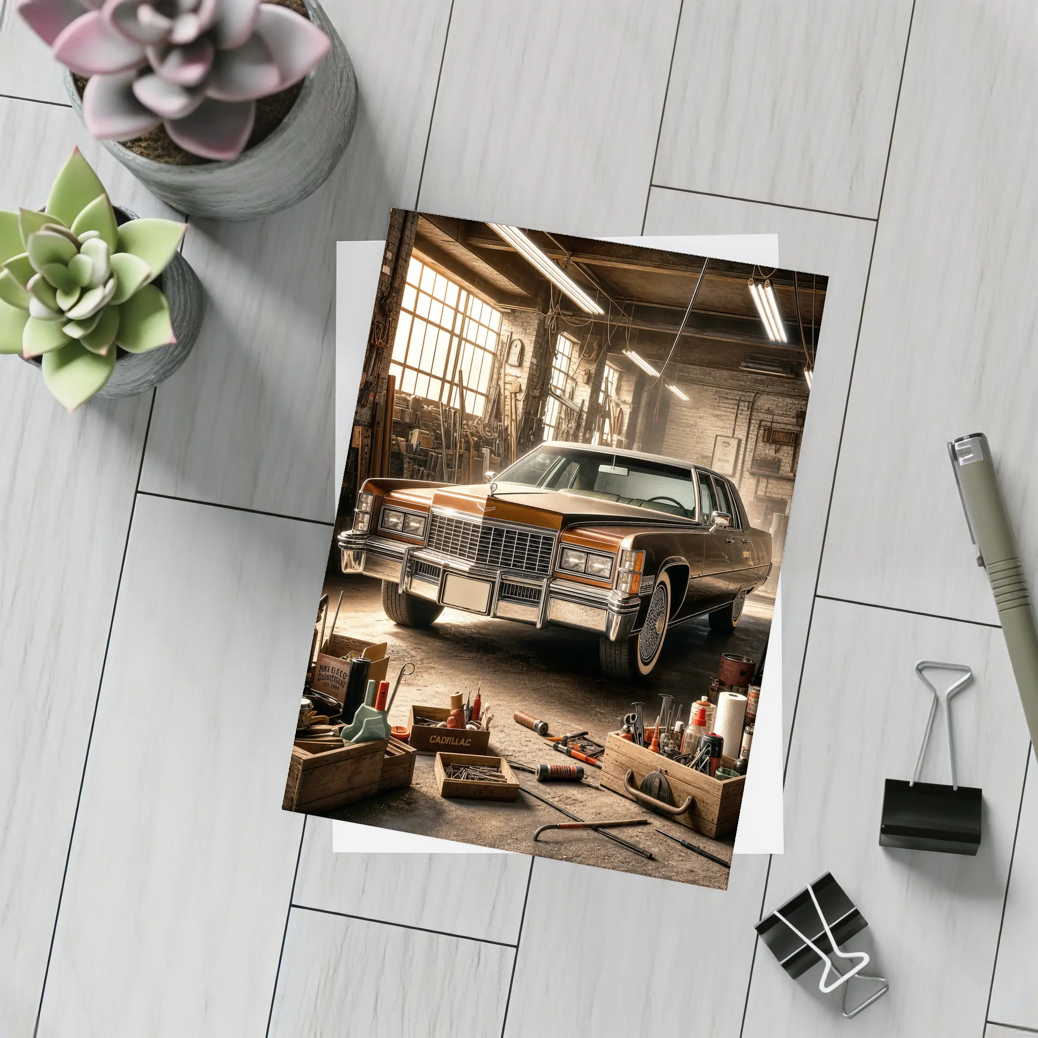 Cadillac Classic Car Vintage Garage Workshop – Postcards