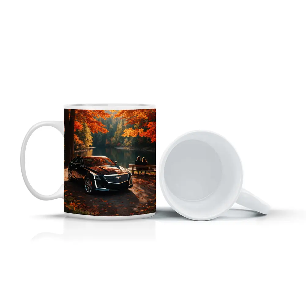 Cadillac CTS Black Sedan Autumn Lake – Mugs