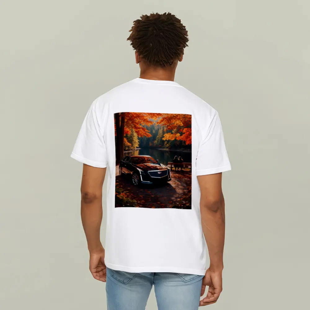 Cadillac CTS Black Sedan Autumn Lake – T-Shirts