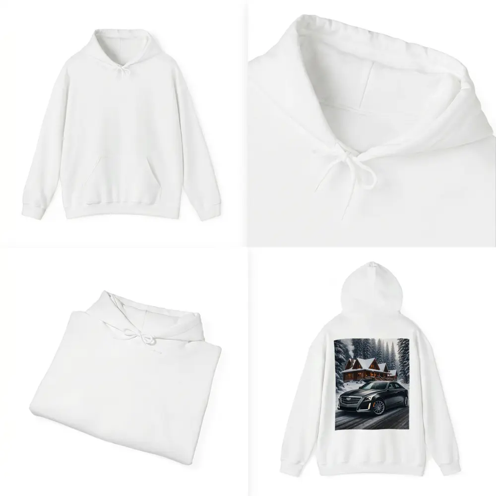 Cadillac CTS Dark Sedan Snowy Forest Cabin – Hoodies