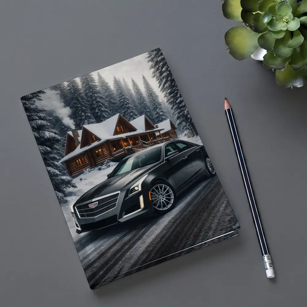 Cadillac CTS Dark Sedan Snowy Forest Cabin – Notebooks