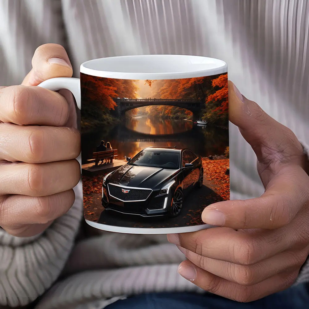 Cadillac CTS Black Sedan Autumn River – Mugs