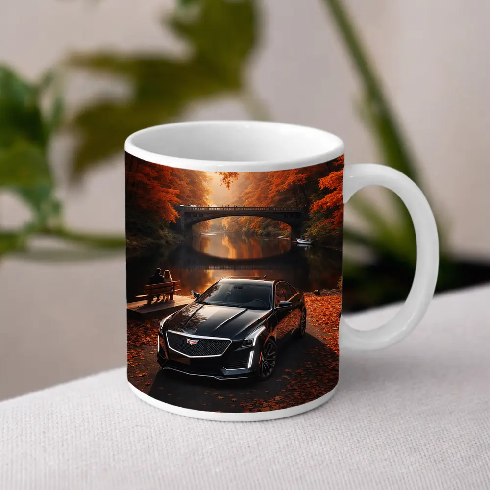 Cadillac CTS Black Sedan Autumn River – Mugs