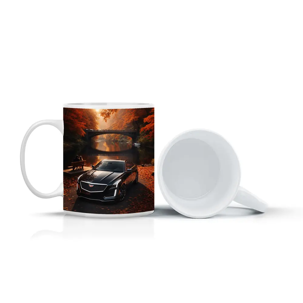 Cadillac CTS Black Sedan Autumn River – Mugs
