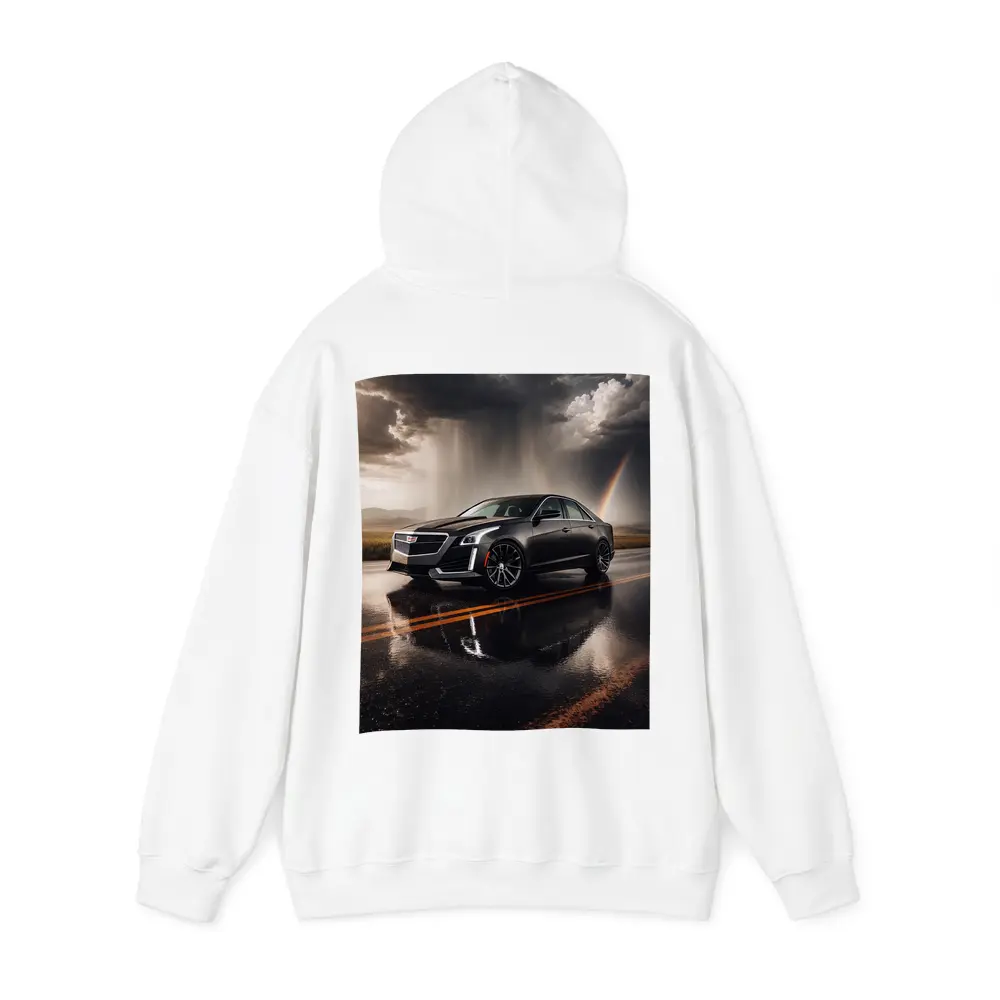 Cadillac CTS On Wet Road Storm Sky – Hoodies