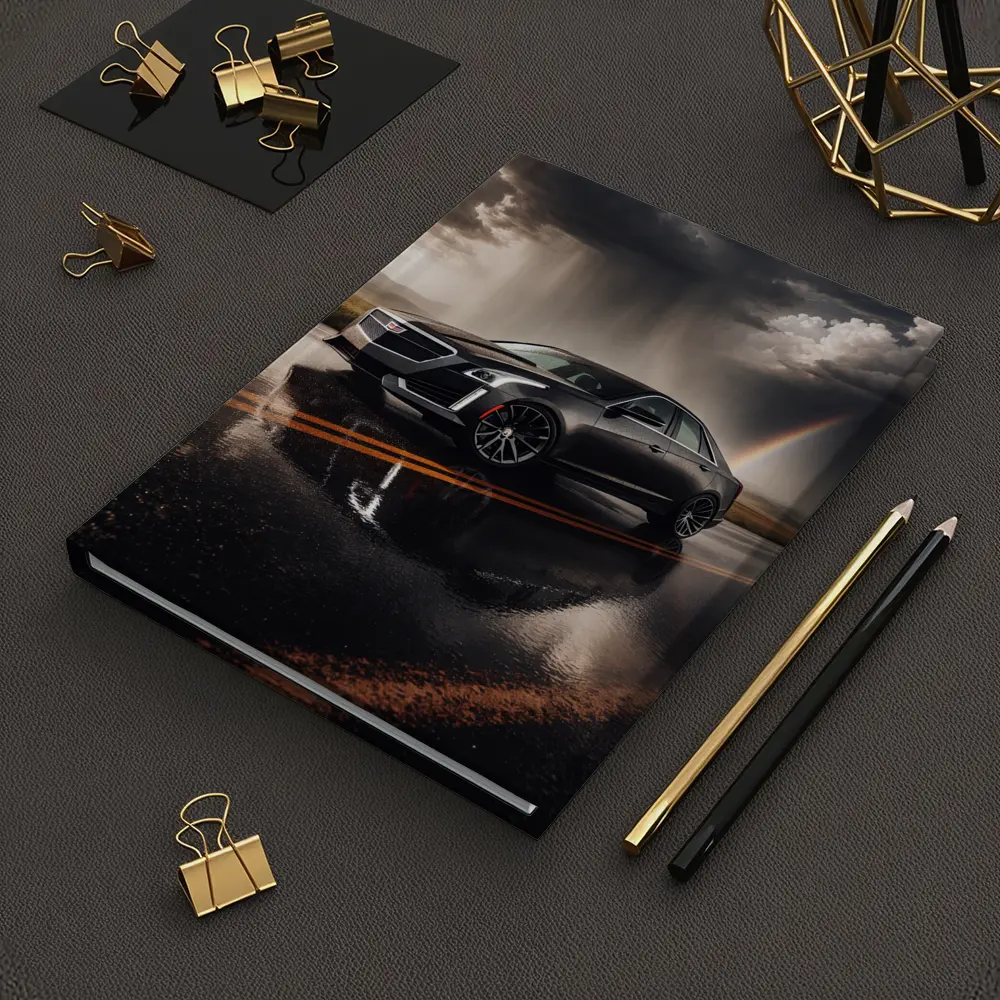 Cadillac CTS On Wet Road Storm Sky – Notebooks
