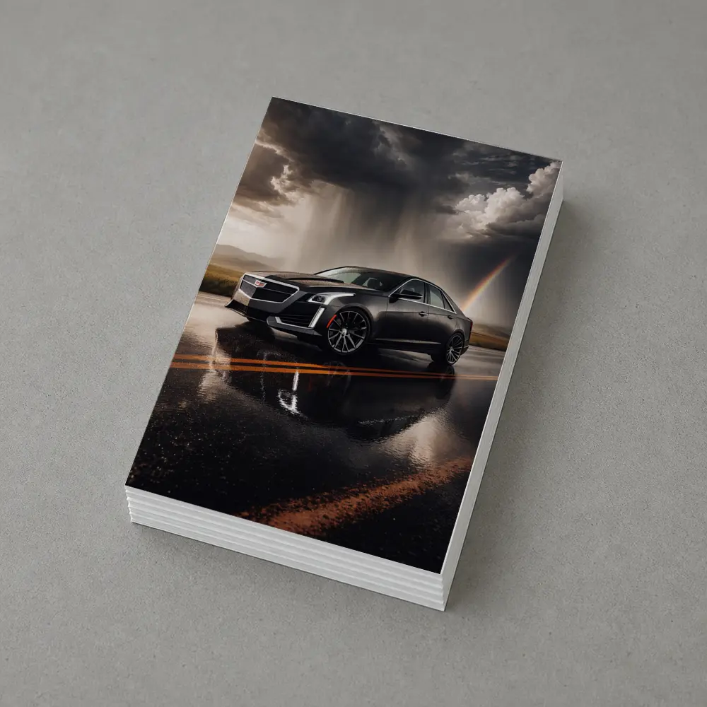 Cadillac CTS On Wet Road Storm Sky – Postcards