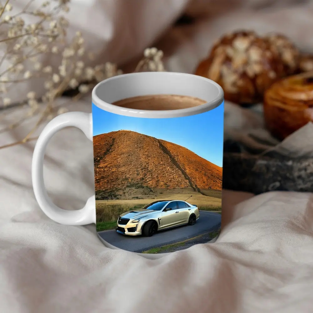 Cadillac CTS-V Silver Sedan Mountain Road – Mugs
