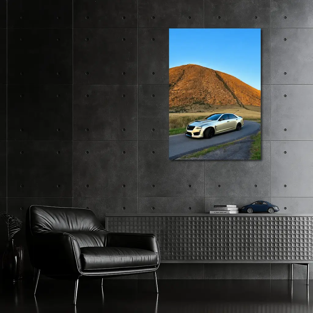 Cadillac CTS-V Silver Sedan Mountain Road – Wall Art