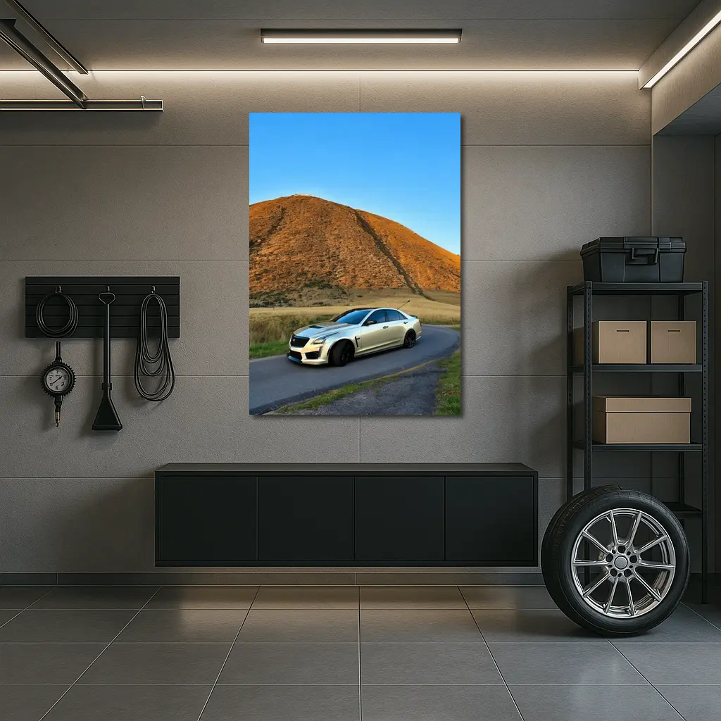 Cadillac CTS-V Silver Sedan Mountain Road – Wall Art