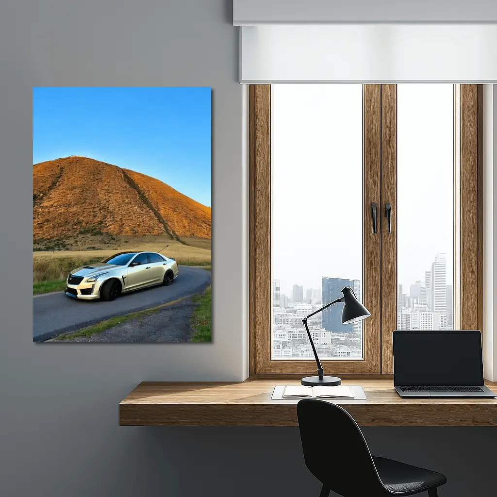 Cadillac CTS-V Silver Sedan Mountain Road – Wall Art