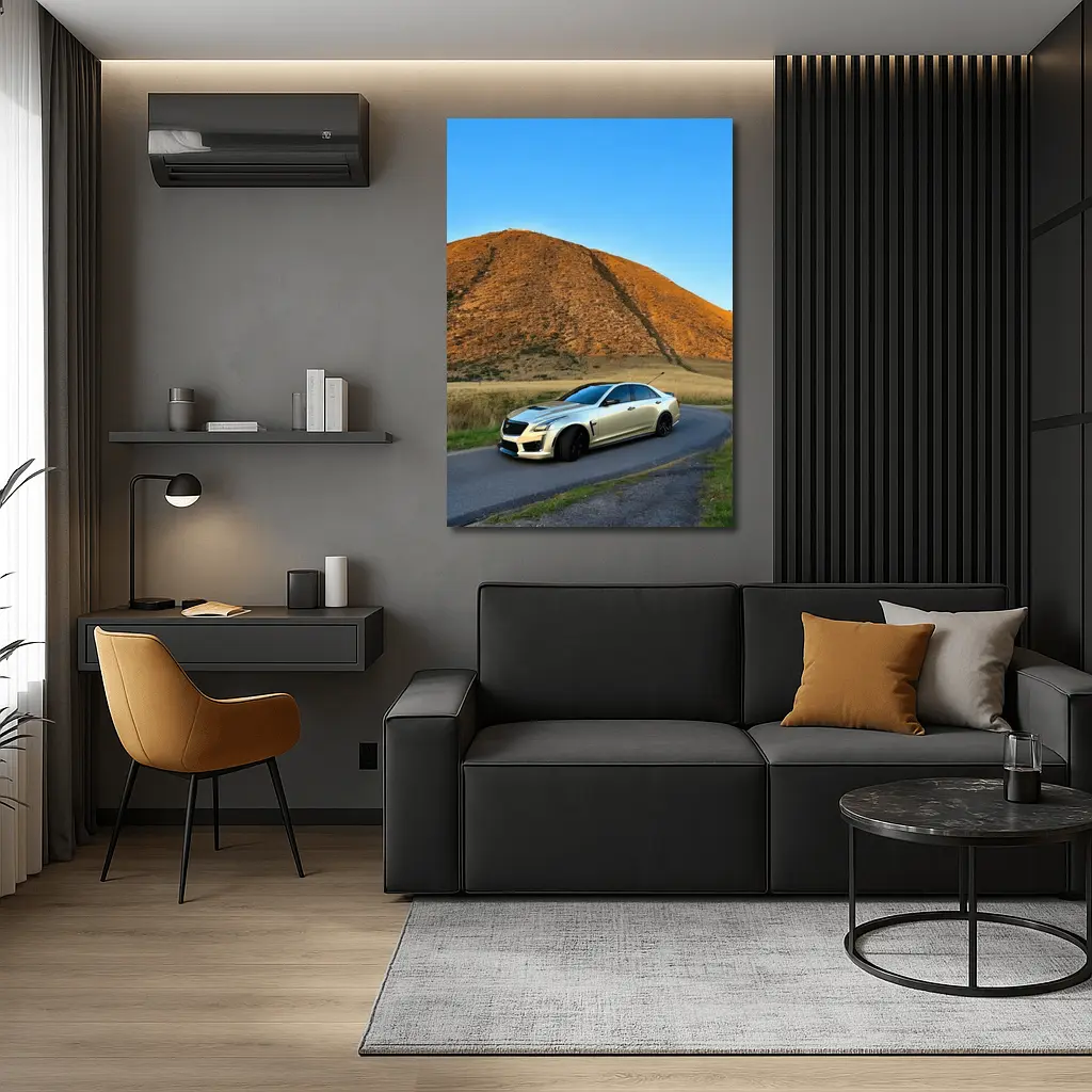 Cadillac CTS-V Silver Sedan Mountain Road – Wall Art