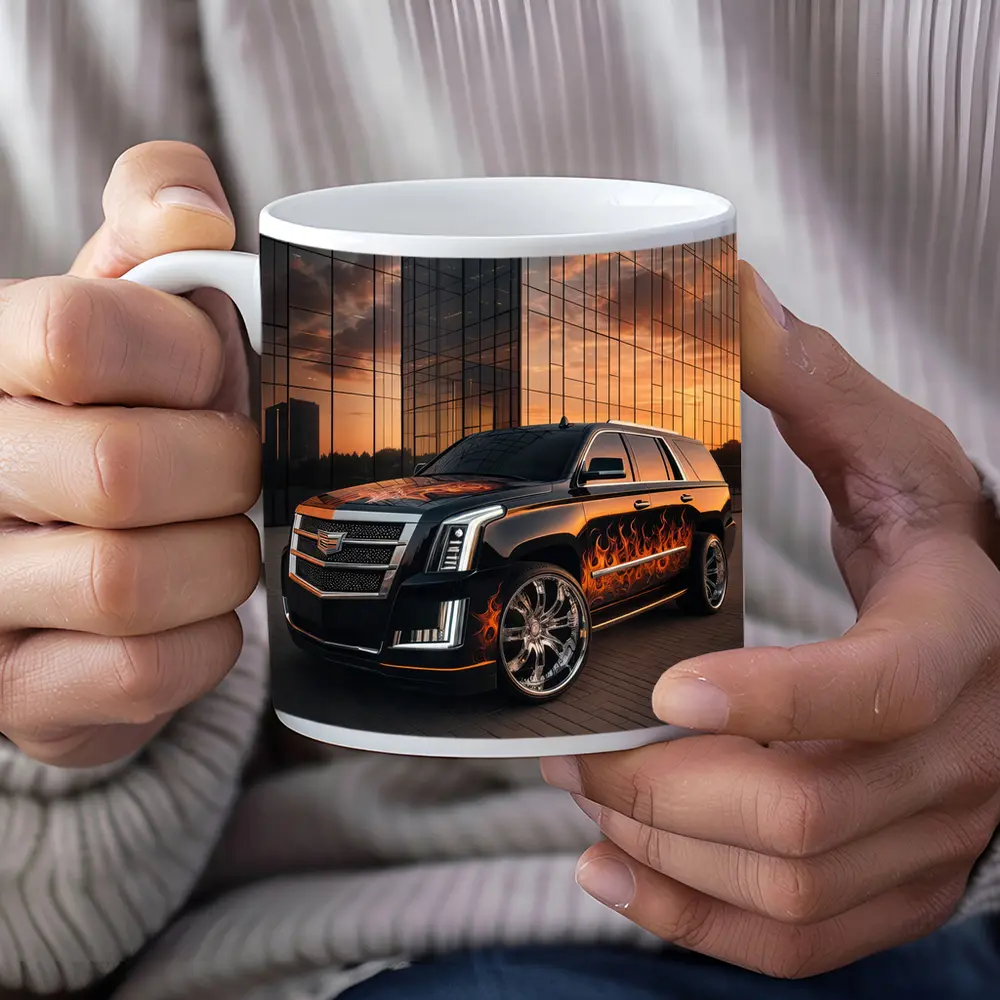Cadillac Escalade Flame Wrap City Sunset – Mugs