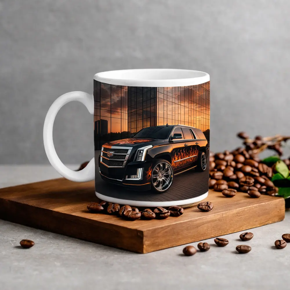 Cadillac Escalade Flame Wrap City Sunset – Mugs