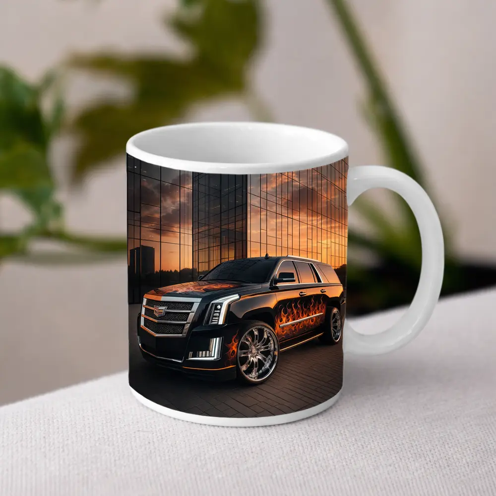 Cadillac Escalade Flame Wrap City Sunset – Mugs