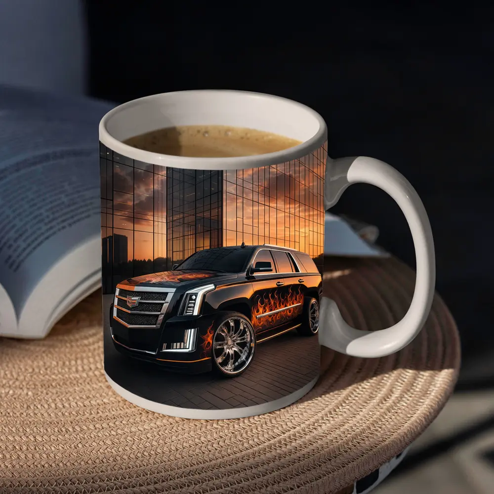 Cadillac Escalade Flame Wrap City Sunset – Mugs