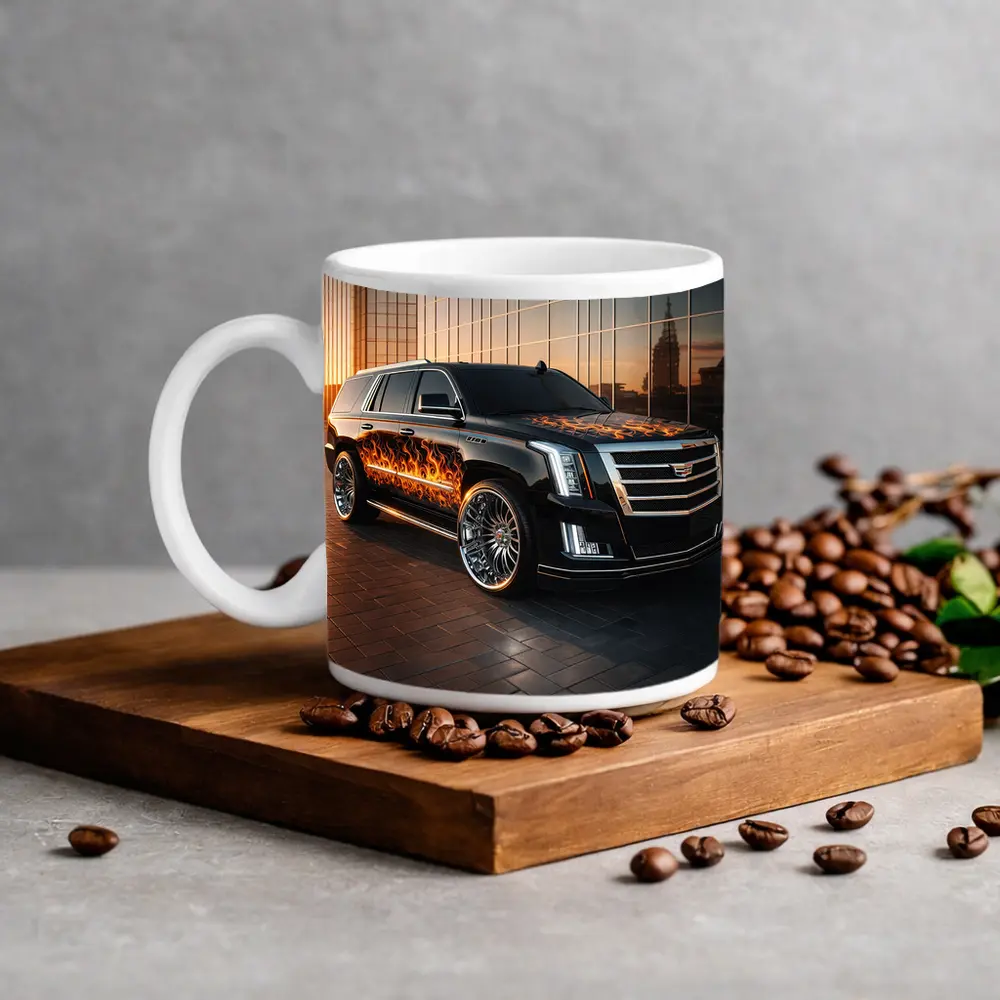 Cadillac Escalade Flame Wrap City Sunset – Mugs