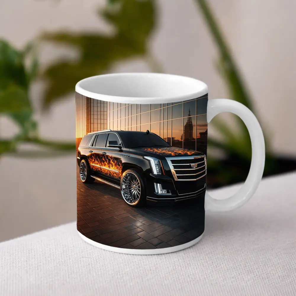 Cadillac Escalade Flame Wrap City Sunset – Mugs