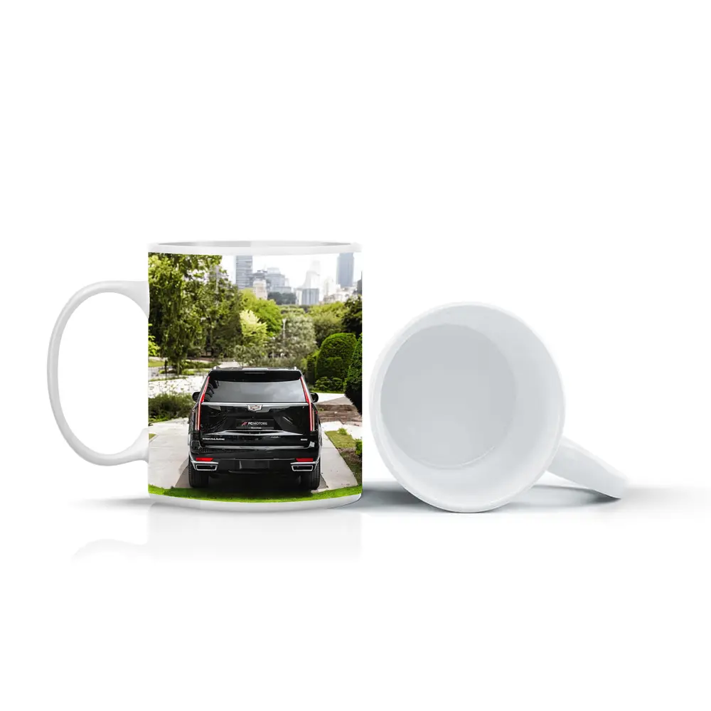 Cadillac Escalade Black SUV City Background – Mugs