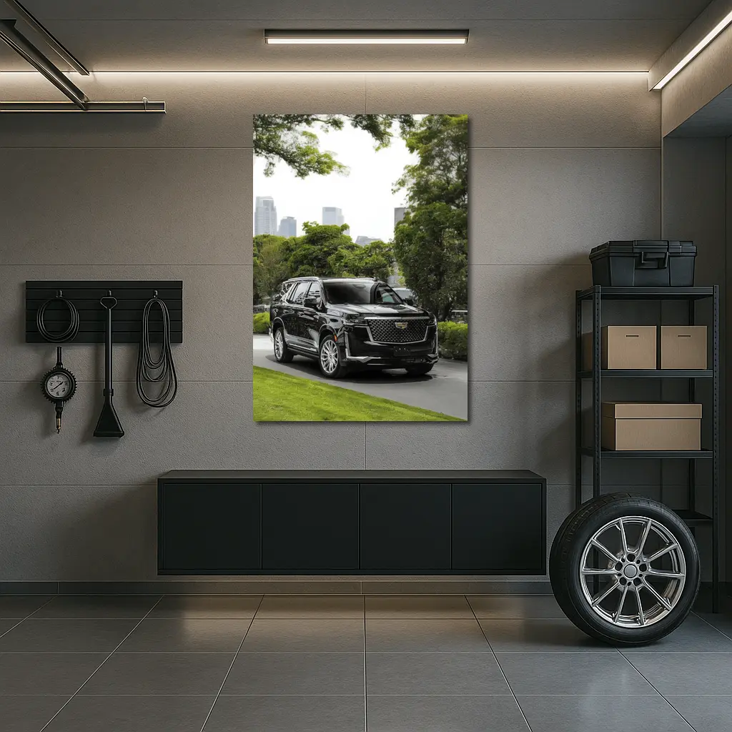 Cadillac Escalade Black SUV City Background – Wall Art