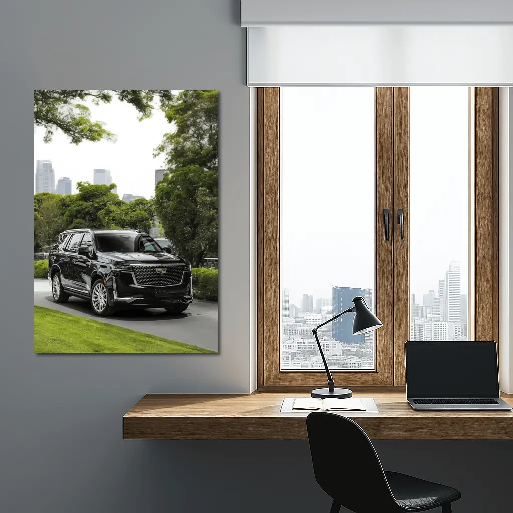 Cadillac Escalade Black SUV City Background – Wall Art