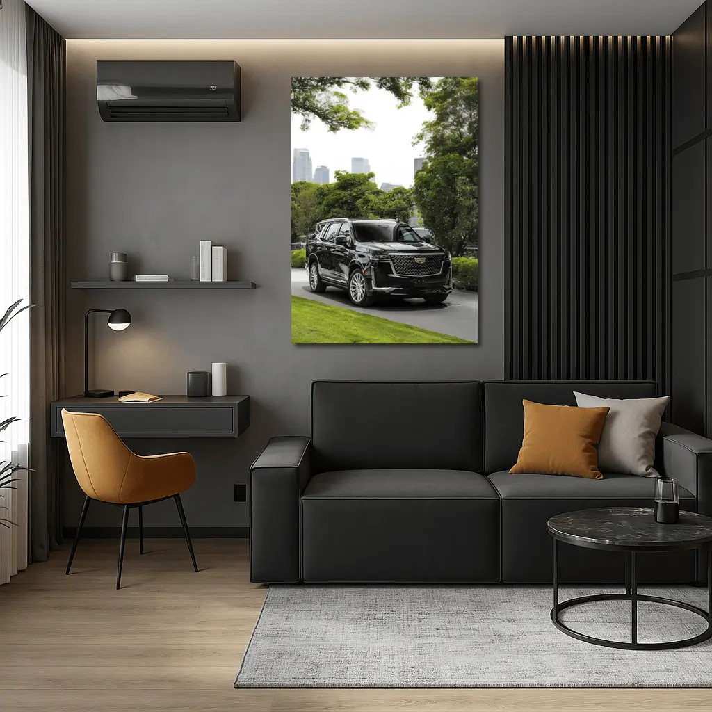 Cadillac Escalade Black SUV City Background – Wall Art