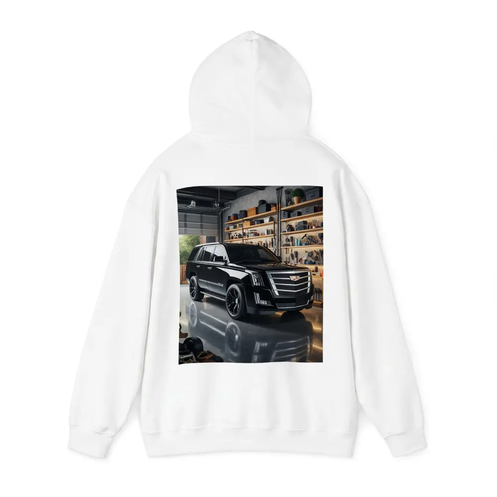 Cadillac Escalade Black SUV Inside Garage – Hoodies