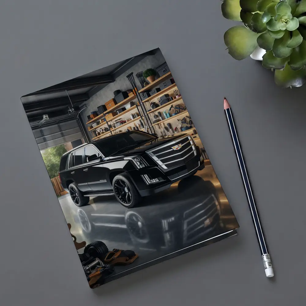 Cadillac Escalade Black SUV Inside Garage – Notebooks
