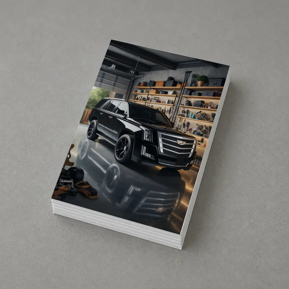 Cadillac Escalade Black SUV Inside Garage – Postcards