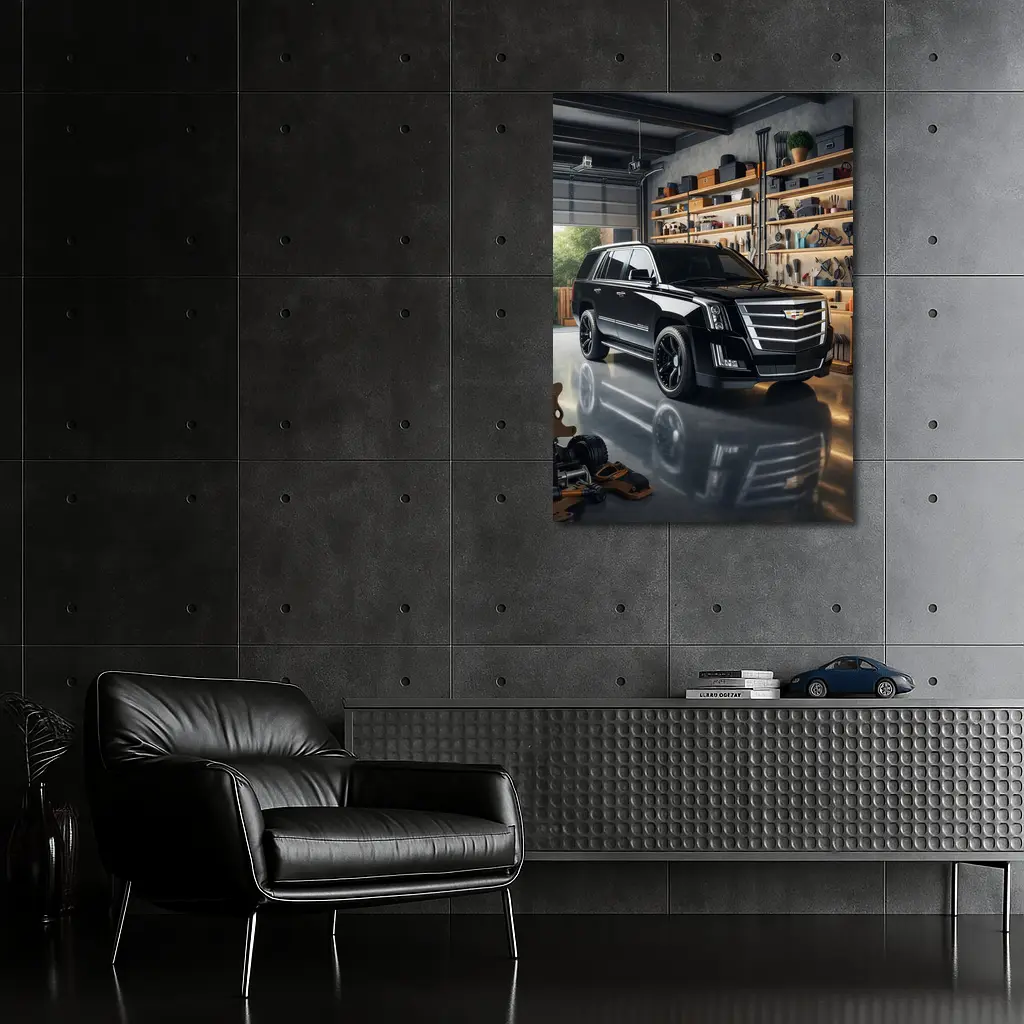 Cadillac Escalade Black SUV Inside Garage – Wall Art