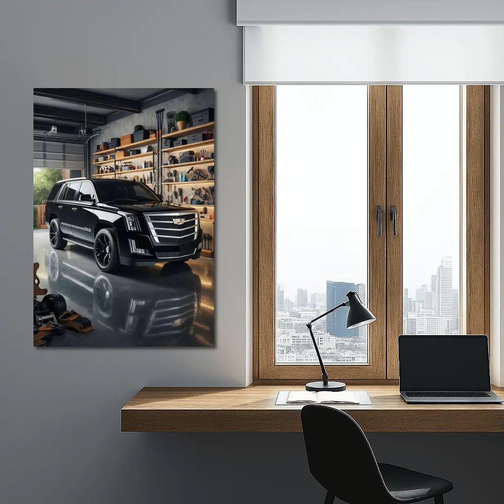 Cadillac Escalade Black SUV Inside Garage – Wall Art